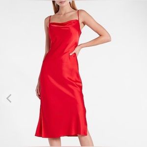 Express Womens Slip Dress Cowl Neck Midi Dress US Women’s Medium Red